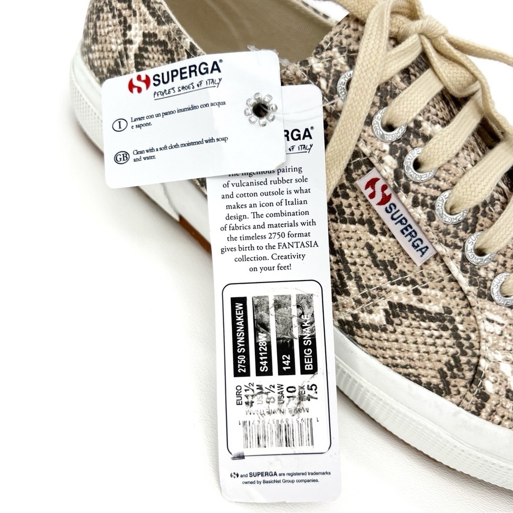 Superga 2750 Snake Print Low-Top Sneakers in Beige and Brown - Picture 12 of 13